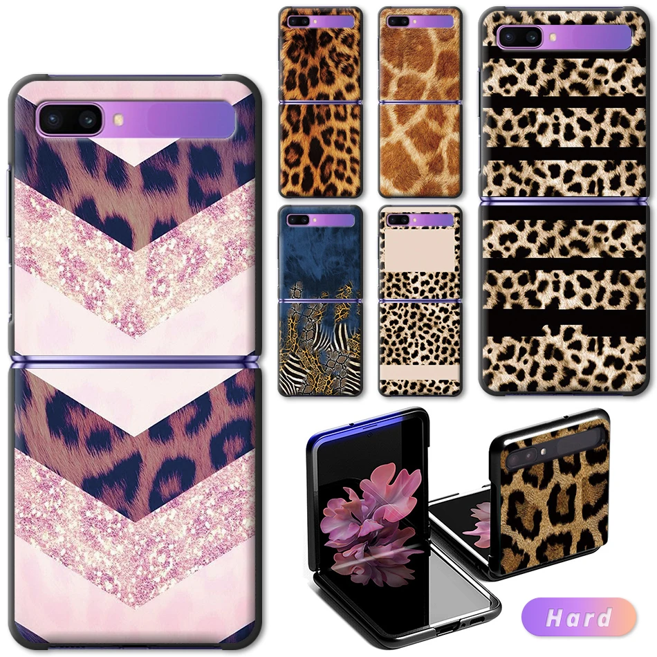 

Black Hard Capa for Samsung Galaxy Z Flip 5G Tiger Leopard Print Cell Phone Case ZFlip 6.7" PC Segmented Protect Cover Coque