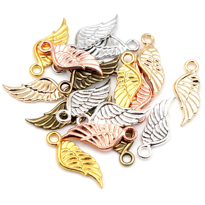 

20pcs Charms Angel Wings 21x8mm Tibetan Silver Plated 5 Colors Pendants Antique Jewelry Making DIY Handmade Craft