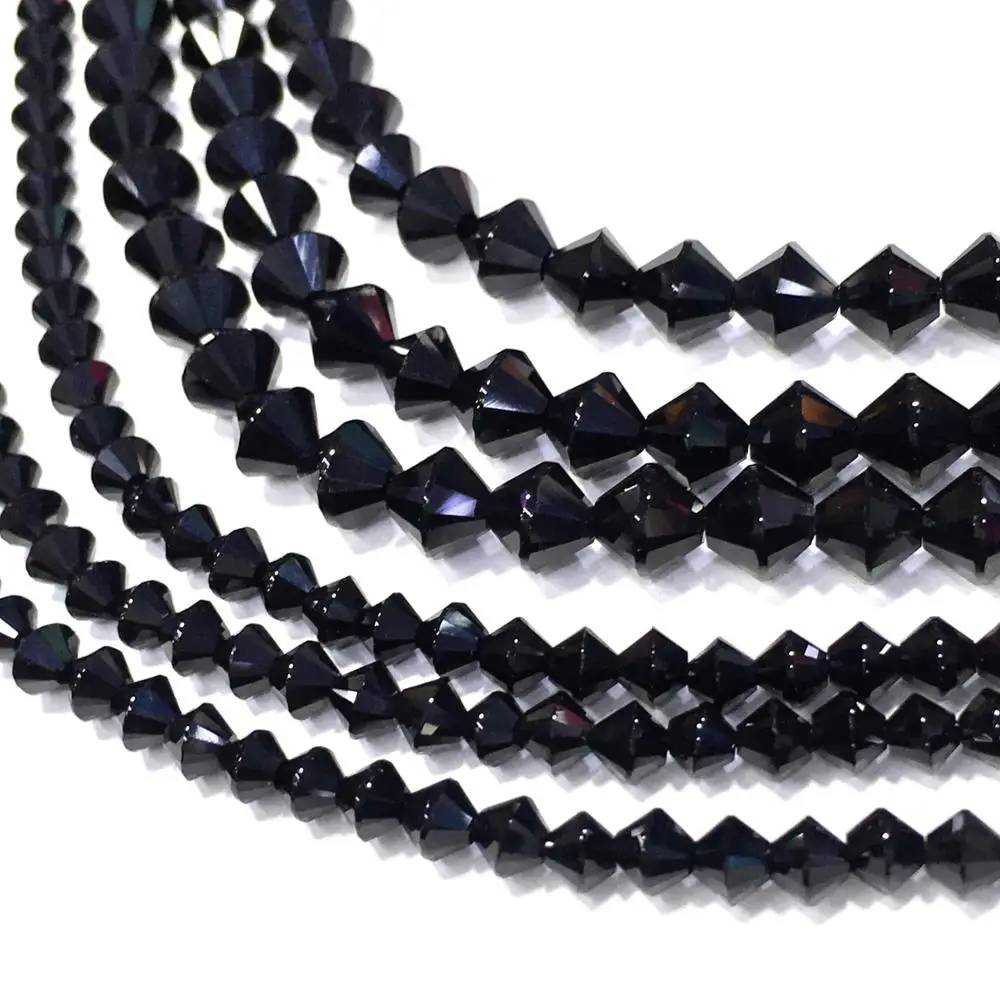 Биконовая свободная бусина из натурального черного оникса для самостоятельного