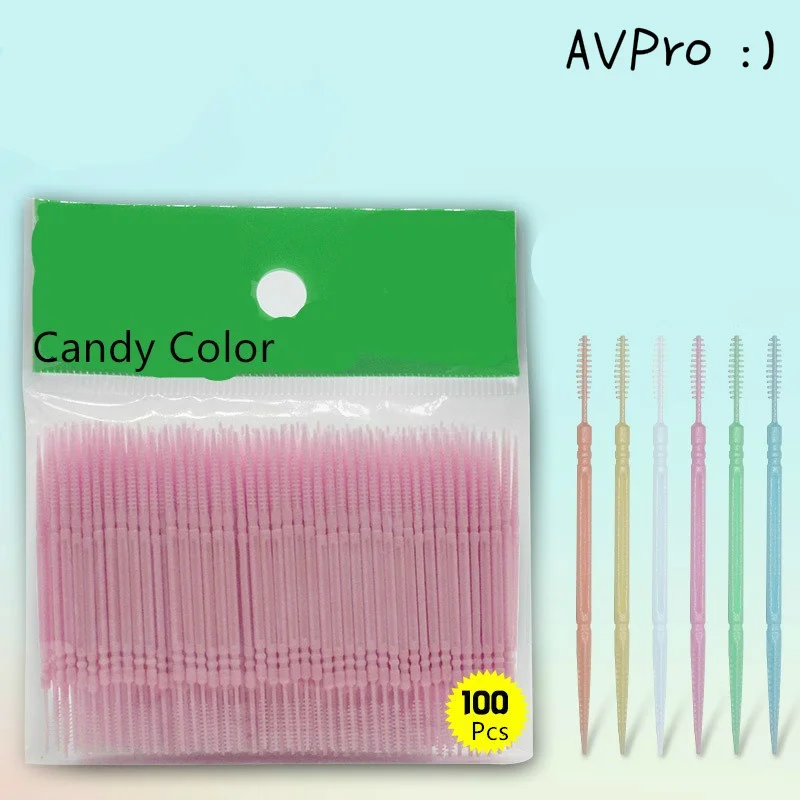 

100pcs/box Double Head Dental Floss Interdental Toothpick Brush Brush Teeth Stick Dental Oral Care Toothpicks Floss Pick