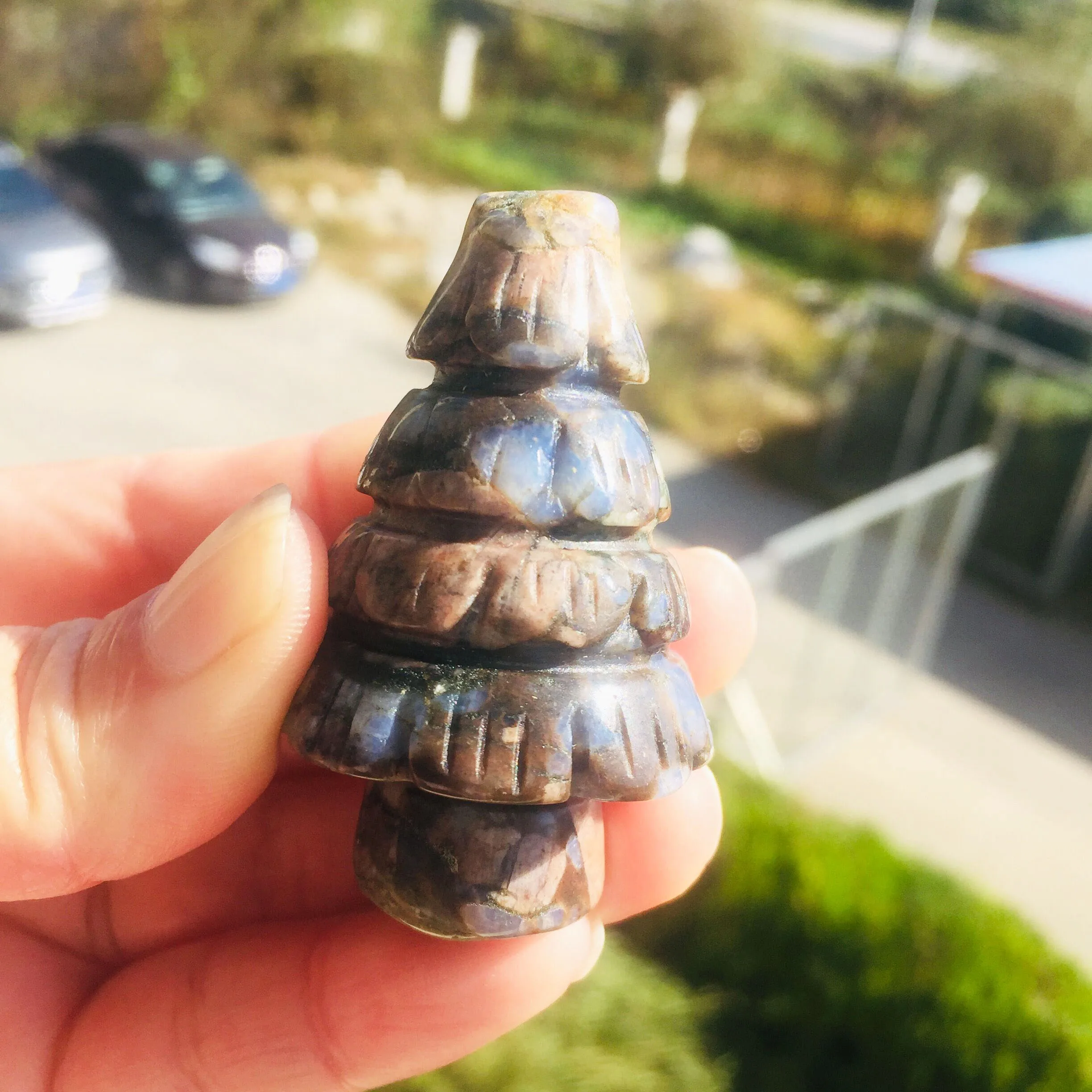 

1PCS Natural Hand Carved Jasper stone Christmas Tree Shape Healing Crystal Christmas Tree For Christmas Gift