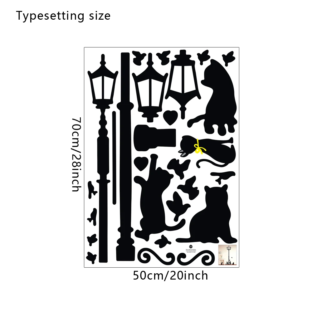 143x97 см европейские забавные черные коты Уличные светильники настенные наклейки