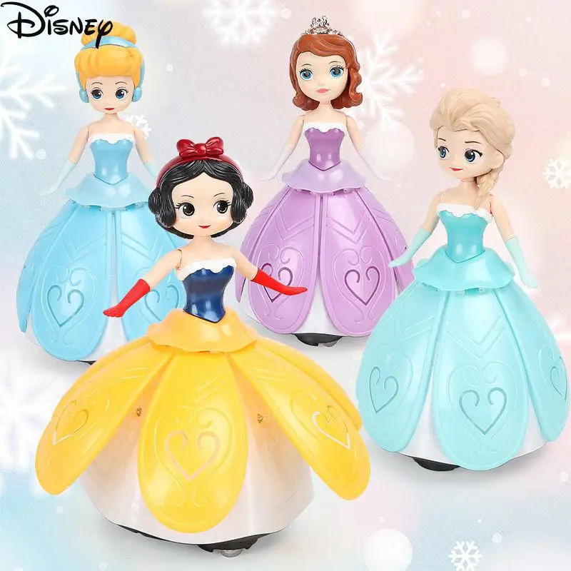 Disney Frozen Ice Princess rotazione elettrica giocattoli da ballo Elsa Anna Doll Wings Action Figure Light Music Kid Girls regalo di capodanno