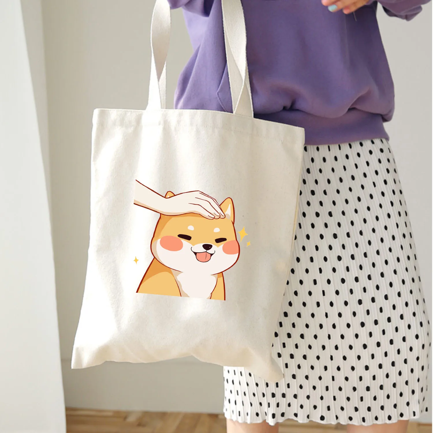 Новая японская симпатичная сумка с принтом Шиба-ину забавная Холщовая Сумка