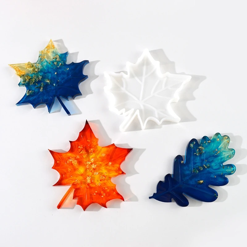 

10Pcs Leaves Coaster Silicone Resin Mold Tropical Maple Leaf Resin Casting Mold for Casting Resin Concrete Art Crafts