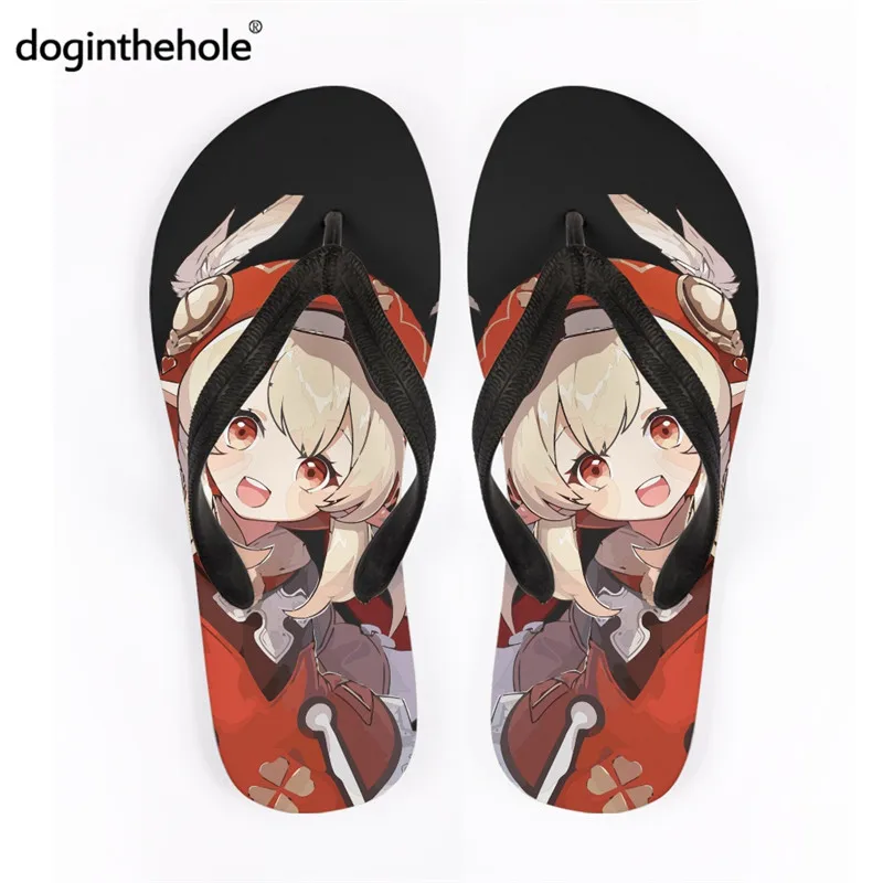 

Doginthehole Women Genshin Impact Casual Flip Flops Cartoon Anime Cute Home Slipper For Girl Manga Klee Beach Designer Sandals