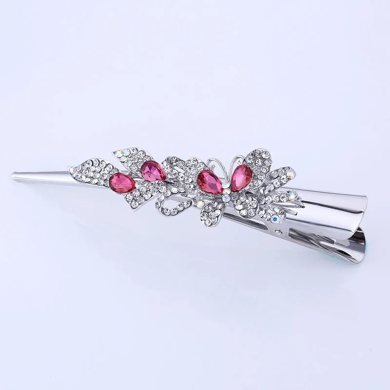 pink butterfly Потрясающая модная металлическая филигрань со стразами типа Ибис Заколка-зажим для женщин аксессуары покрытые серебром горячая Распродажа - Окраска металла: pink butterfly