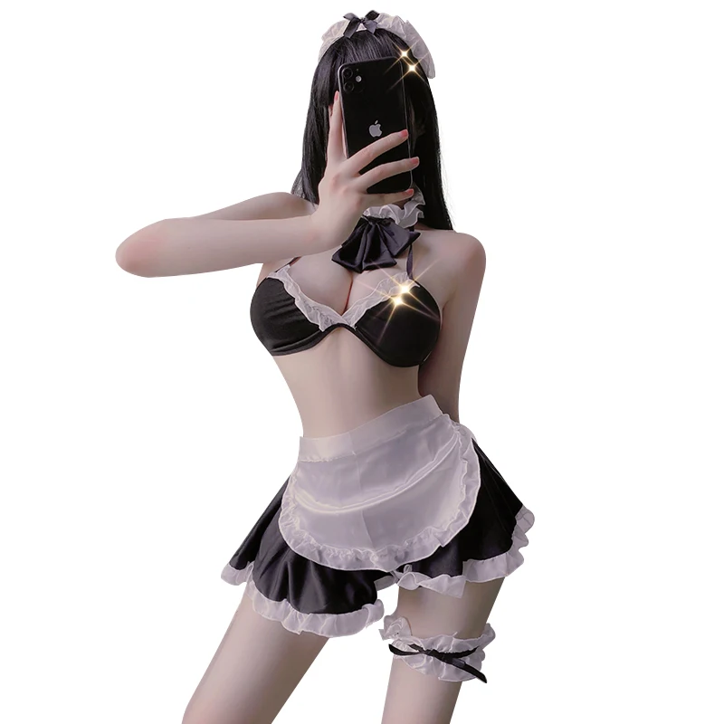 

Japan Servant Uniform Sexy Lingerie Hot Maid Cosplay Roleplay Costumes Sheer Naughty Temptation Underwear Set Erotic Outfits