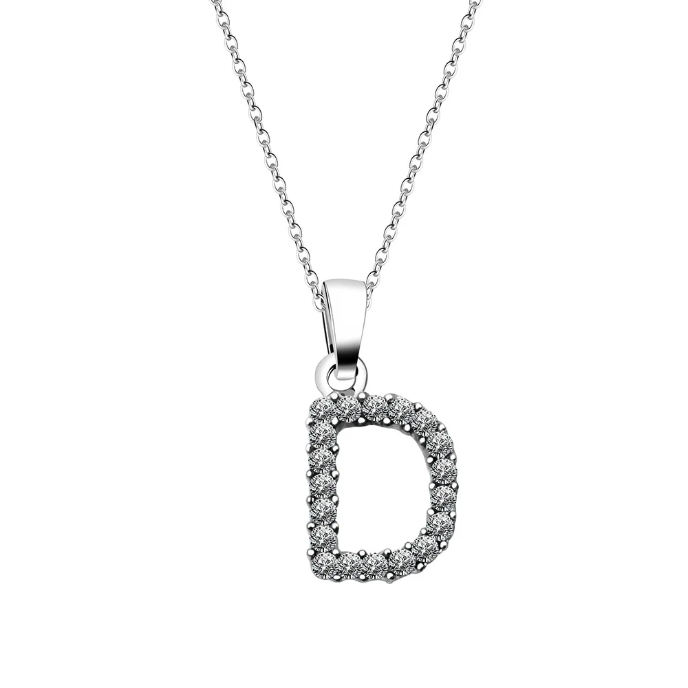 

Simple 26 Letters Zircon Women Necklace Stainless Steel Rhinestone Elegant Ladies Clavicle Chain Exquisite Gift Jewelry