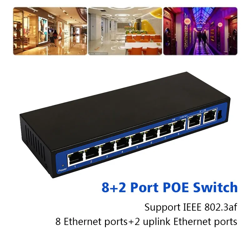 10 портов 8 PoE инжектор POE питание через Ethernet переключатель питания сетевой блок