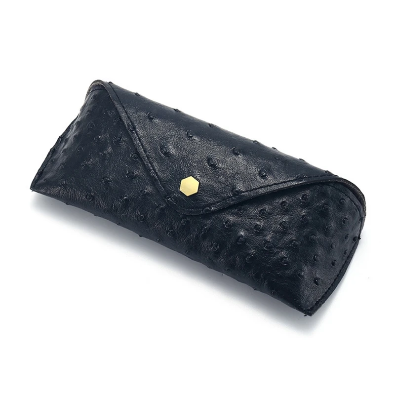 

H9ED Leather Glasses Case Ostrich Small Shell Convenient Taking Lightweight