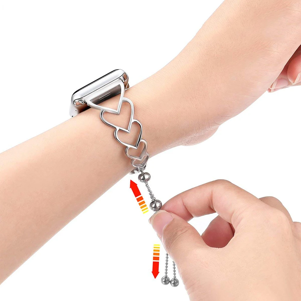 

Heart-shaped metal Strap For Apple watch SE 6 5 4 band 44mm 40mm iwatch 3 2 1 38mm 42mm Stainless steel band watch bracelet