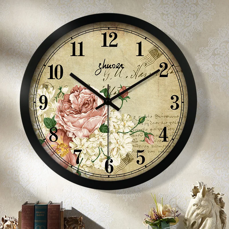 American hanging clock simple living room retro personality modern quartz creative European pastoral | Дом и сад