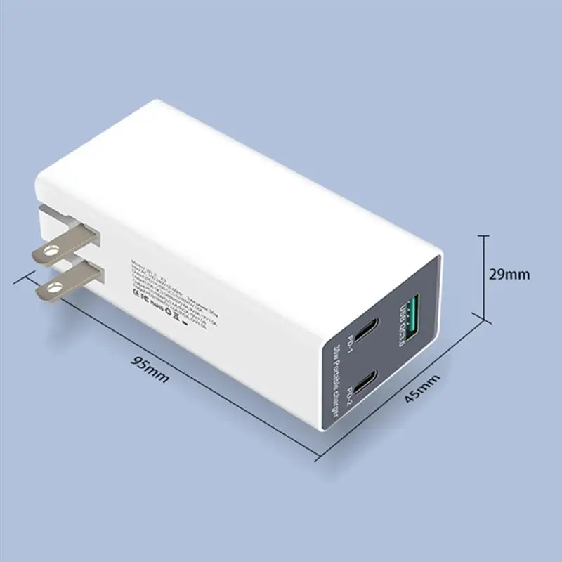 

Wall Charger USB Charger with Dual PD Ports QC 3.0 Portable Fast Charger 18W Quick Charge 3.0 Type C Foldable Adapter
