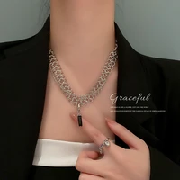 fashion hip hop wind set diamond geometric necklace simple personality design sense necklace for women