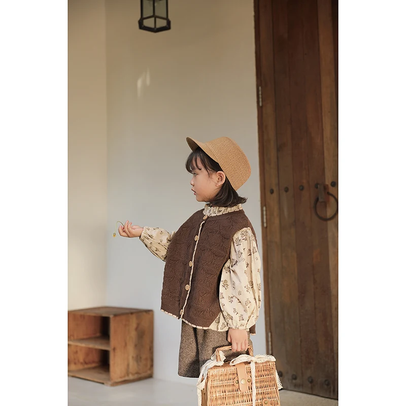 Вязаный кардиган жилет новинка 2020 весенне-осенняя одежда детский корейский |