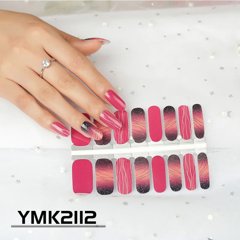 

16 Stickers/Pieces Of Abstract Style Man-Made Full Coverage Solid Color DIY Fashion Stickers Line Pattern Ladies Nail Stickers