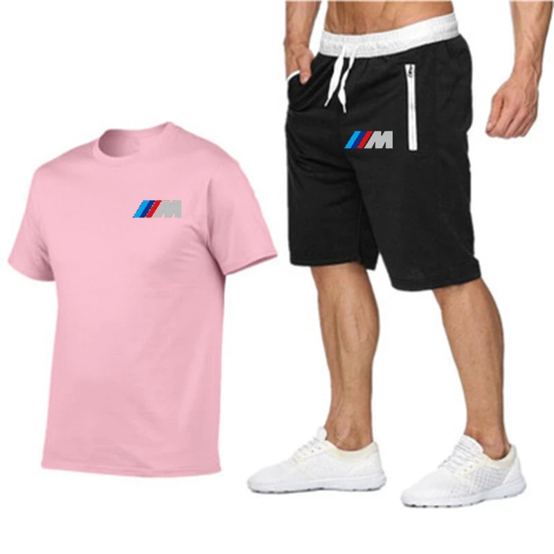 

2021 new design of BMW men's short-sleeved suit comfortable street wear men's and women's casual T-shirt shorts wear sports 2