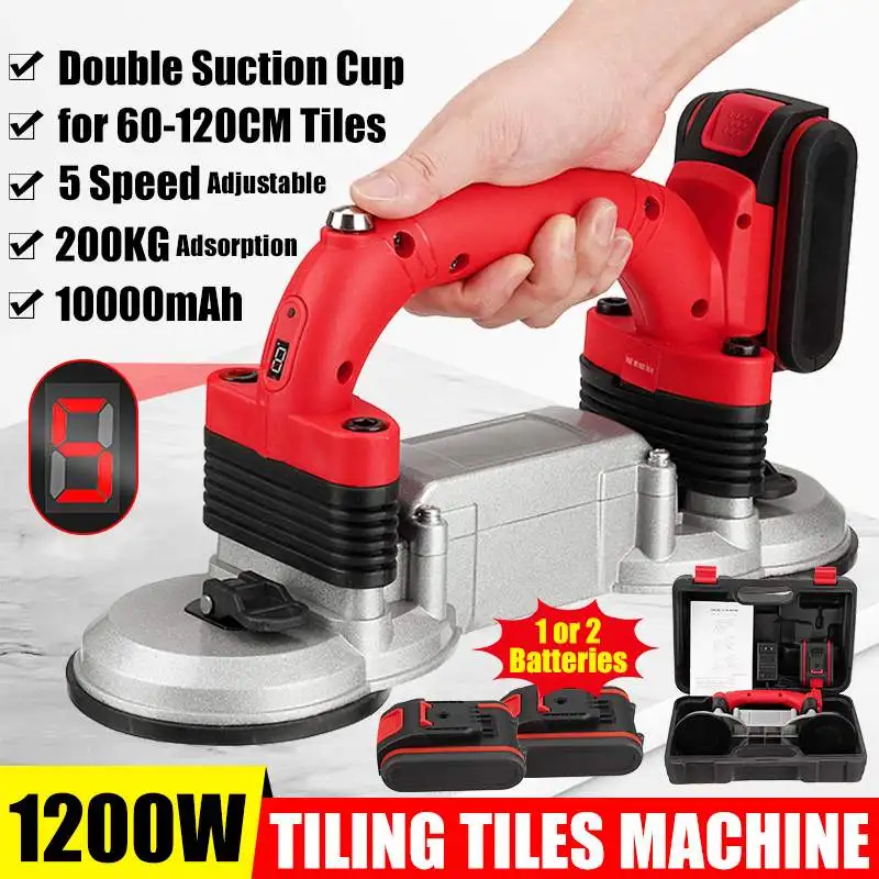 60-120mm Tiles Vibrator Tiling Tiles Machine 5 speed Adjustable Suction Cup Automatic Floor Vibrator Leveling Tool With Battery