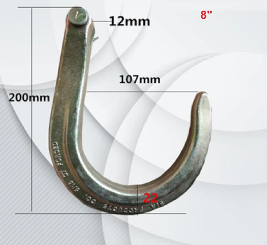 8&quot 5400lbs J hook safety point ring eye wide mouth long large opening forged alloy steel hoist crane winch part|Крючки| |