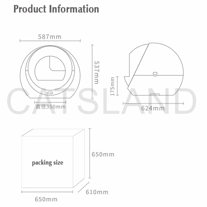 

Automatic Cat Litter Box Large Self Cleaning Cat WiFi App Remote Control Sandbox Tray Carbon Deodorization Toilet