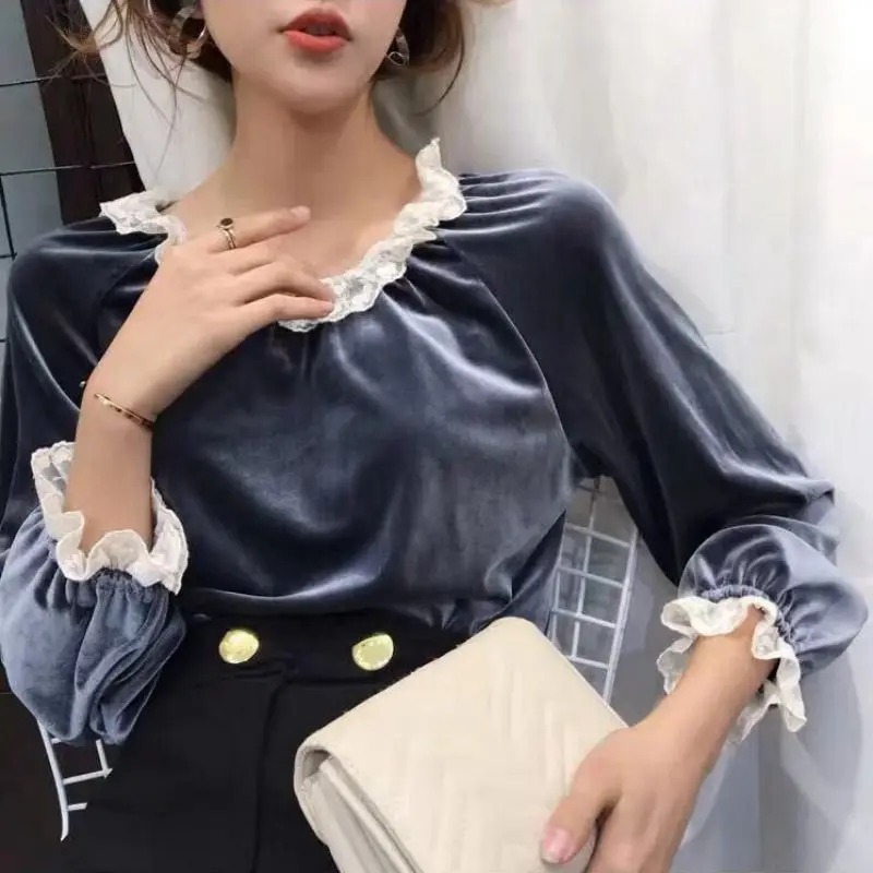 Женская футболка из золотого бархата модные короткие топы с рукавом Семь