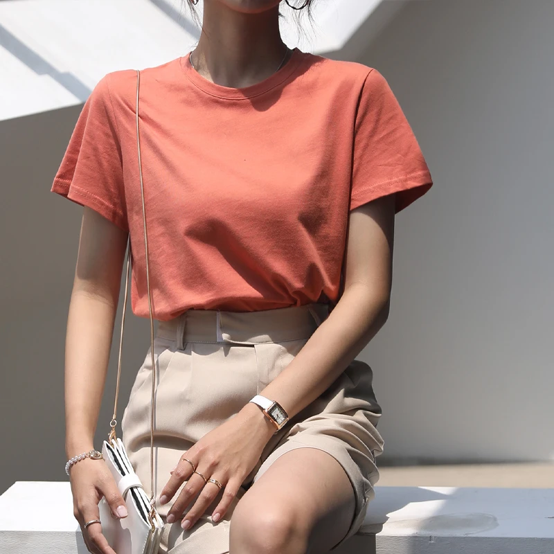 

Cotton Oversized T-shirt Women's Shirt 2021 Summer New Loose and Versatile Basic Bottoming Men and Women Couple Tops