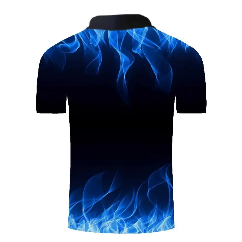 2019 new polo shirt men Business Casual male Short Sleeve Blue flame 3D print tops Drop Ship | Мужская одежда