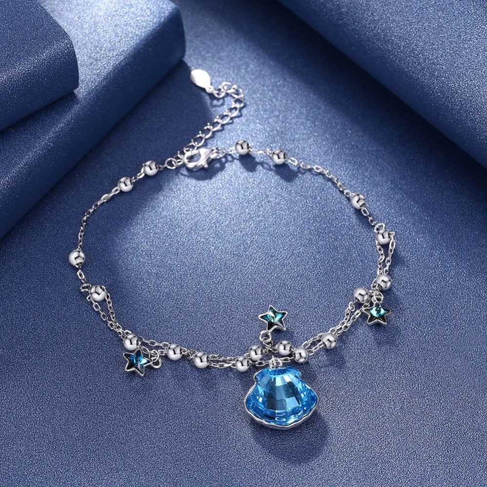 

C874 925 sterling silver Elegant Deluxe Silver Rhinestone Crystal Bracelet Bangle Jewelry For Women Girl Gift