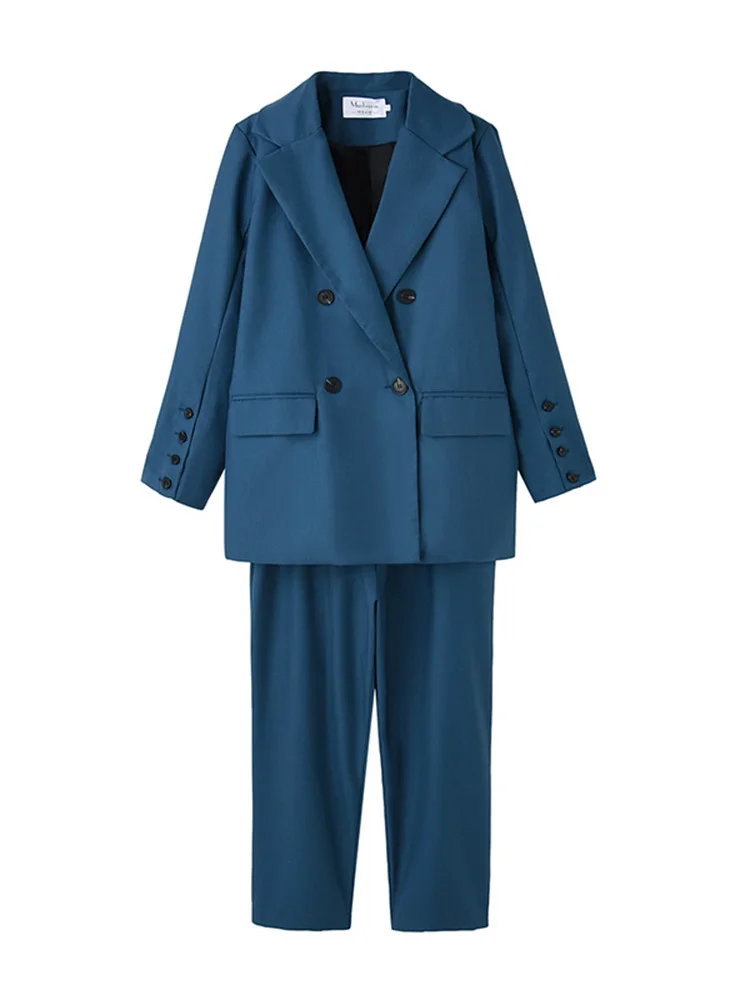 Женские костюмы в Корейском стиле свободное повседневное однотонное синее