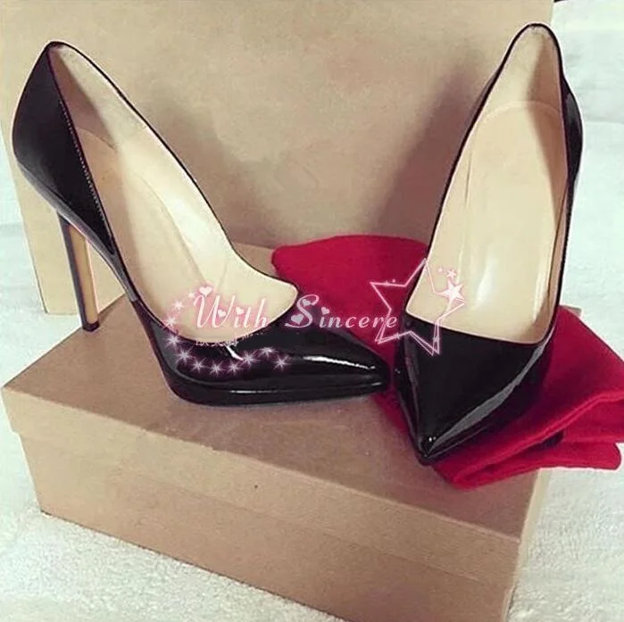 

Nude Patent Leather Platform High Heel Pumps Pointed Toe Stiletto Heels Shallow Dress Shoes 12 10 8cm Wedding Shoes Size 45