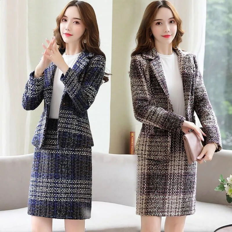 

Women's spring and autumn woolen suit skirt new slim skirt two-piece suit