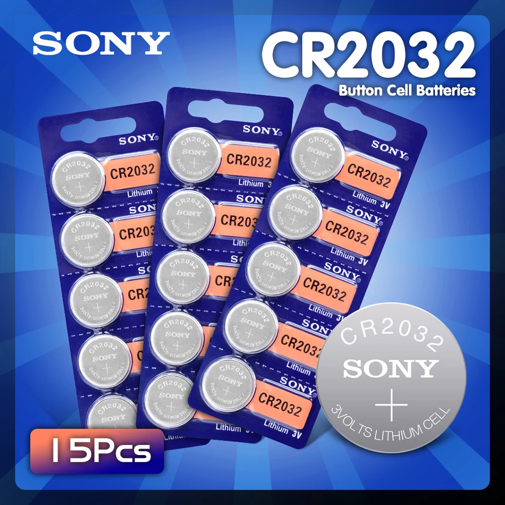 

SONY 15pcs CR2032 DL2032 ECR2032 BR2032 2032 CR 2032 3V Lithium Button Cell Coin Battery Long Lasting for Watches Car Remote