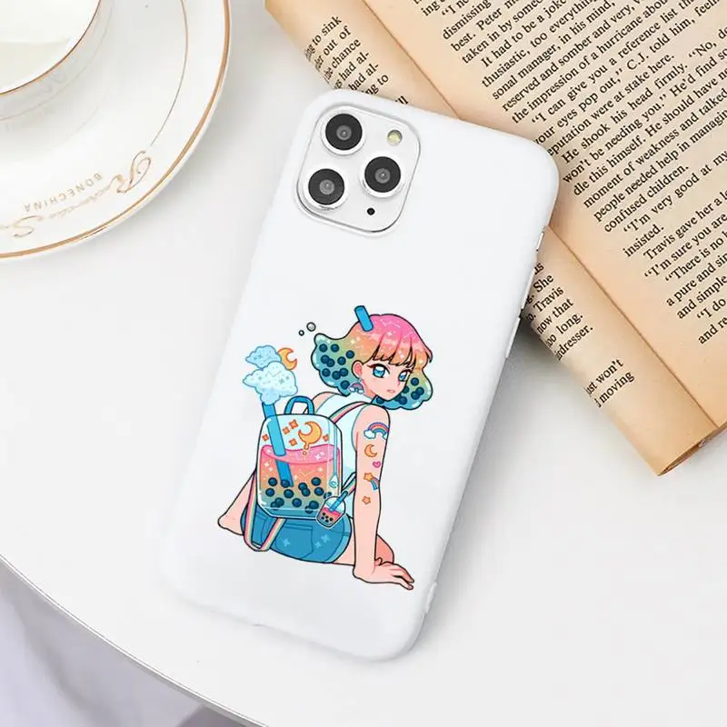

Rainbow cartoon boy girl Phone Case Candy Color for iPhone 6 7 8 11 12 s mini pro X XS XR MAX Plus