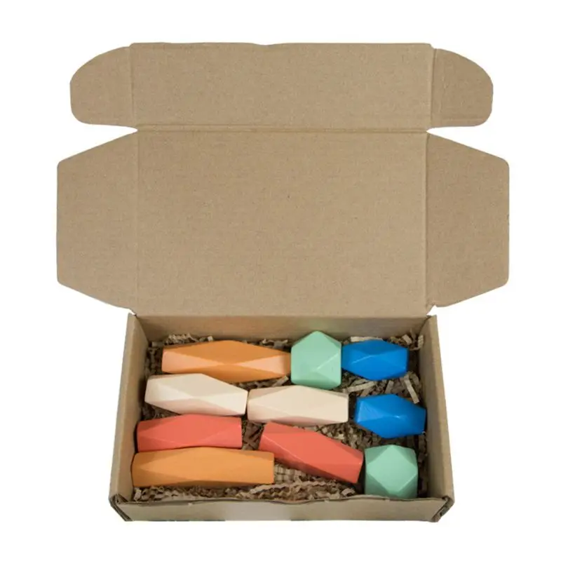 

10 Pcs Children Wooden Colored Stone Stacking Game Building Block Kids Creative Educational Toys