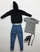 product hot sale in stock 16 soldier clothing trendy black cardigan sweater jeans suit can be equipped with 12 inch movable