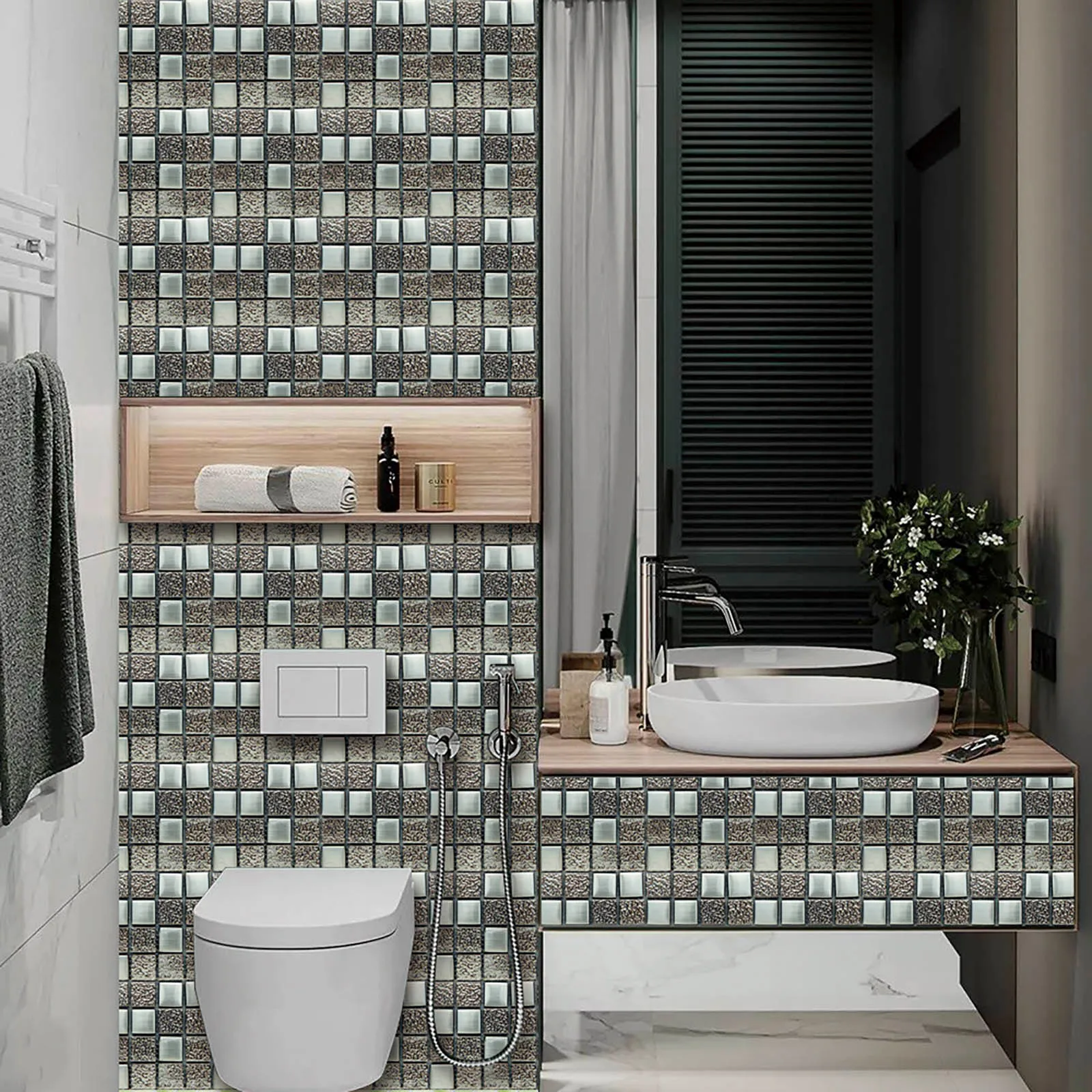 10шт. наклейка на кристальную плитку с имитацией фальшивой 3D керамической стены, защищающая от плесени, самоклеющаяся обои для раковины 10X10CM.