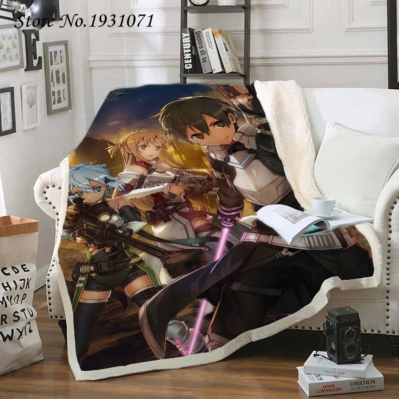 

Новое флисовое одеяло с 3D принтом Sword Art Online для кровати толстое одеяло модное покрывало шерпа одеяло для взрослых детей 12
