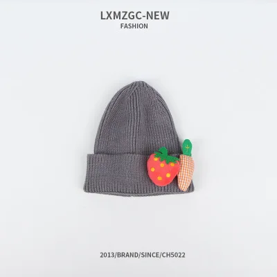 Gray CoolCheer/Новые шапки, шапка s, Детская шерстяная шапка с морковкой, карамельный цвет, осенне-зимний теплый непродуваемый вязаный головной убор - Цвет: Gray