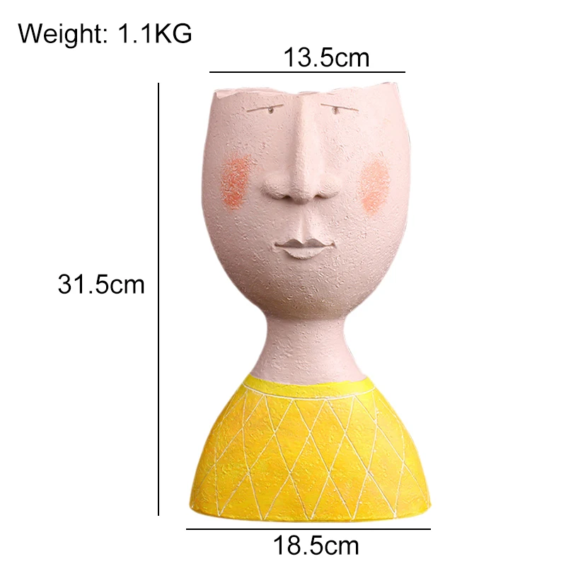 

Resin Flower Vase Human Face Flowerpot Succulent Plant Pots Container For Garden Balcony Decor Home Wedding Table Decor