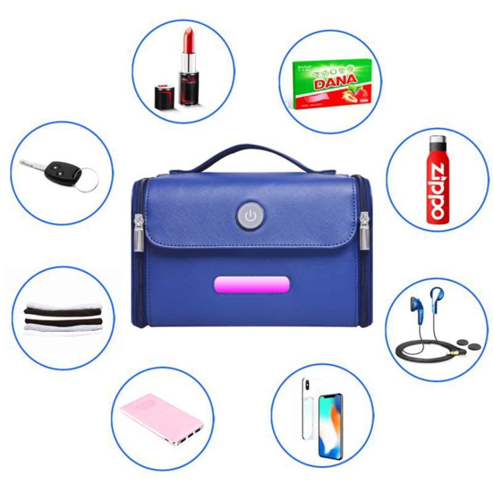 

PU Leather UV Sterilization Diaper Bag Red Color Lipstick Blush Foundation UV Disinfection Lady Handbag USB Home Use Sterilizer