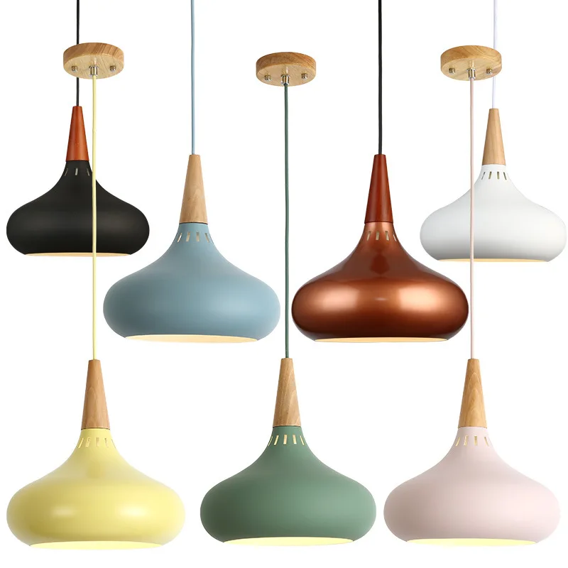 

LED Hanglamp Vintage Loft Pendant Lights/Pendant Lamps Aluminum Suspension Luminaire Wood Hanging Lightings Kitchen MJ1012