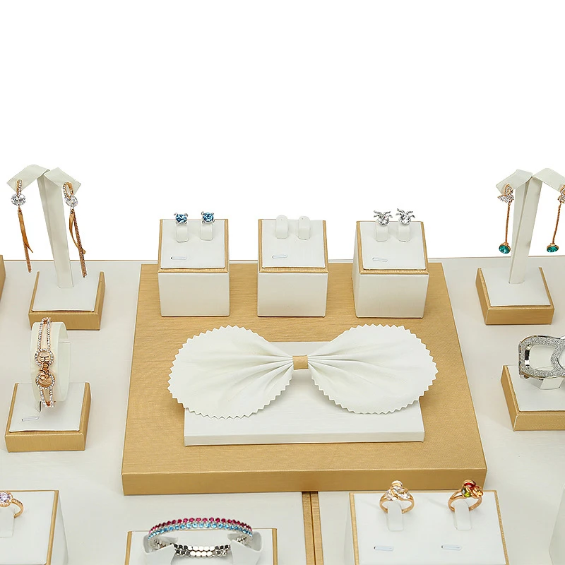 Золотистая двойная Подставка для ювелирных изделий дисплей с фотографией нефрит