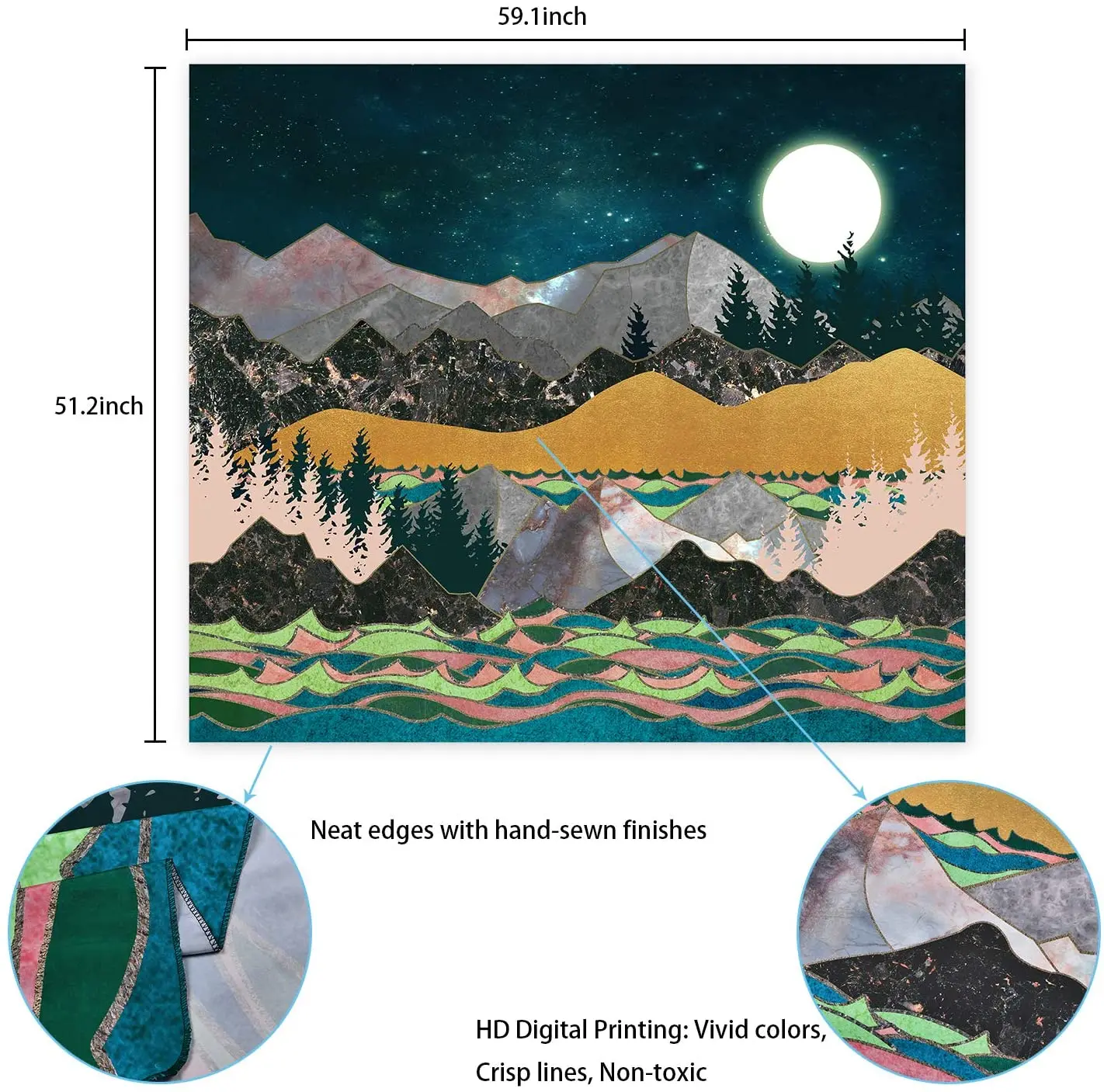 Psychedelic звездное небо Солнце Луна горный гобелен настенный Небесный хиппи
