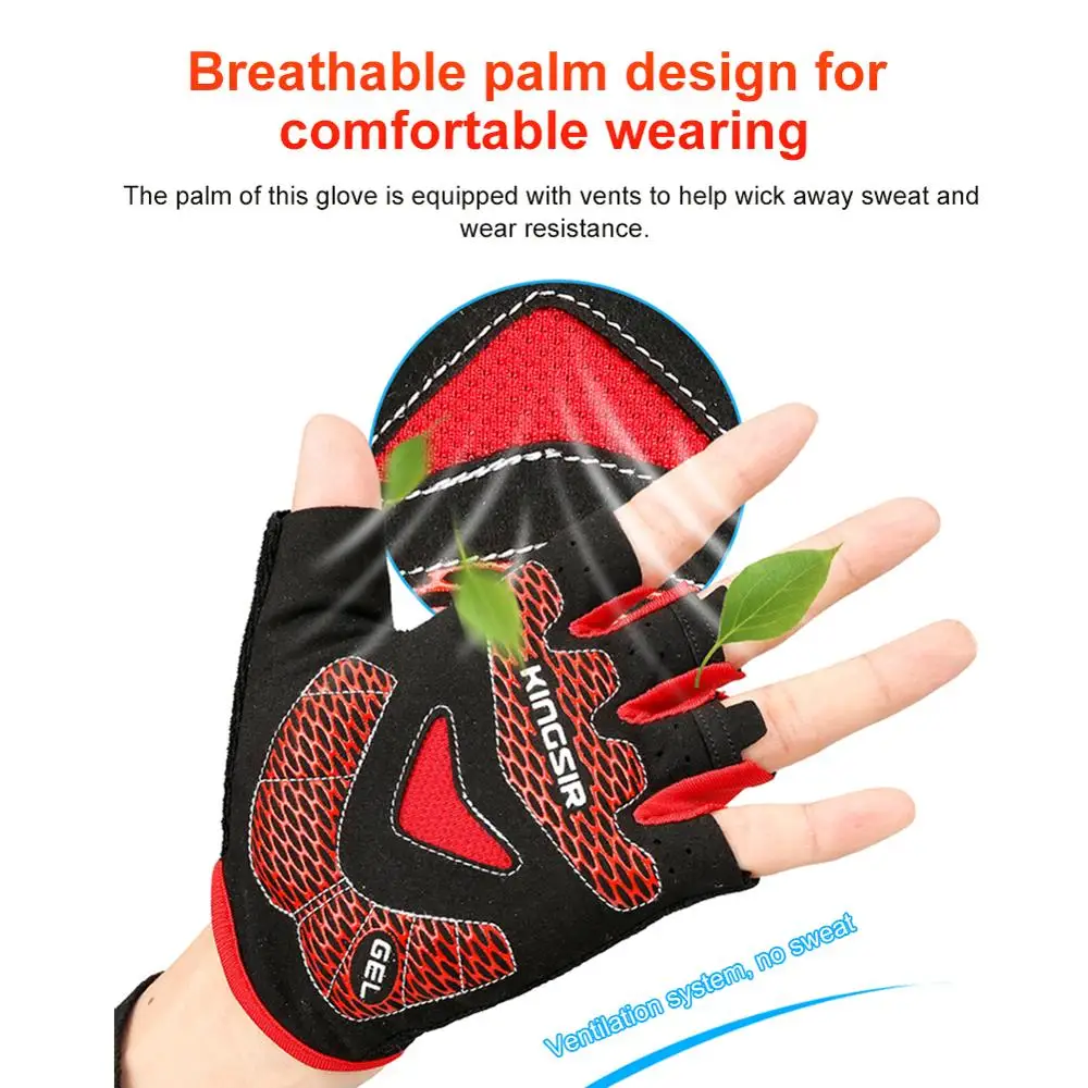 

Bike Gloves Men and Women Non-Slip Half Finger Gloves Outdoor Sports Cycling Adjustable Strap