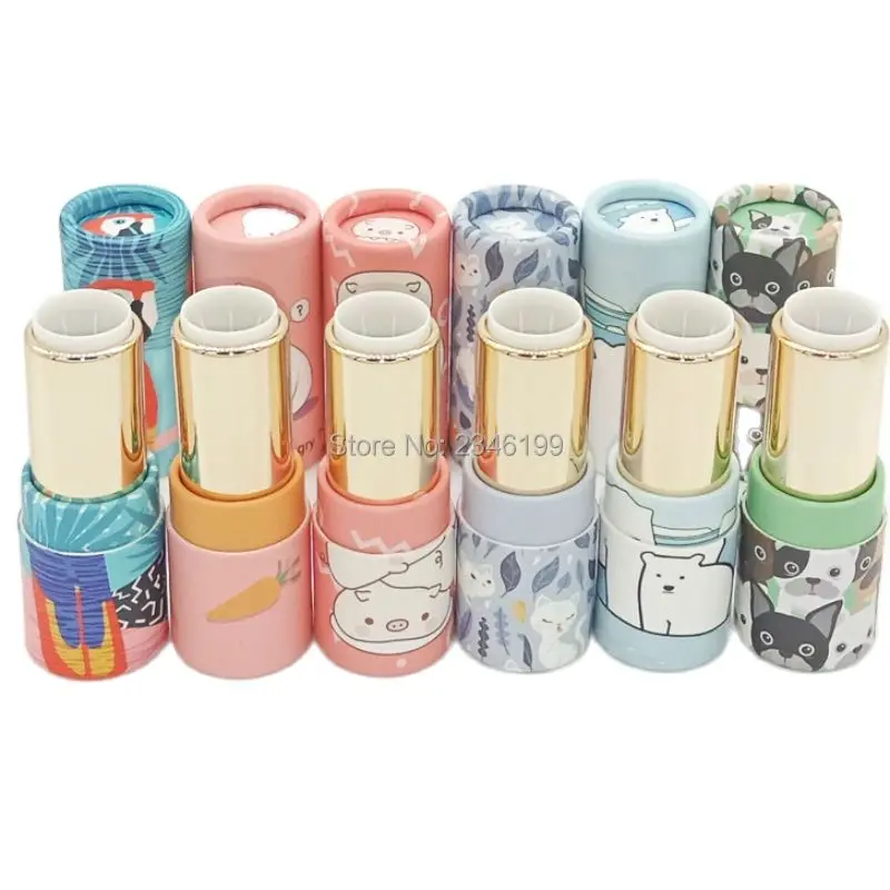 Empty Papery Lipbalm Tube 12.1mm Dog Polar Bear Pig Lip Blam Container DIY Empty Lipstick Tube Empty Papery Lipstick Tube 50pcs