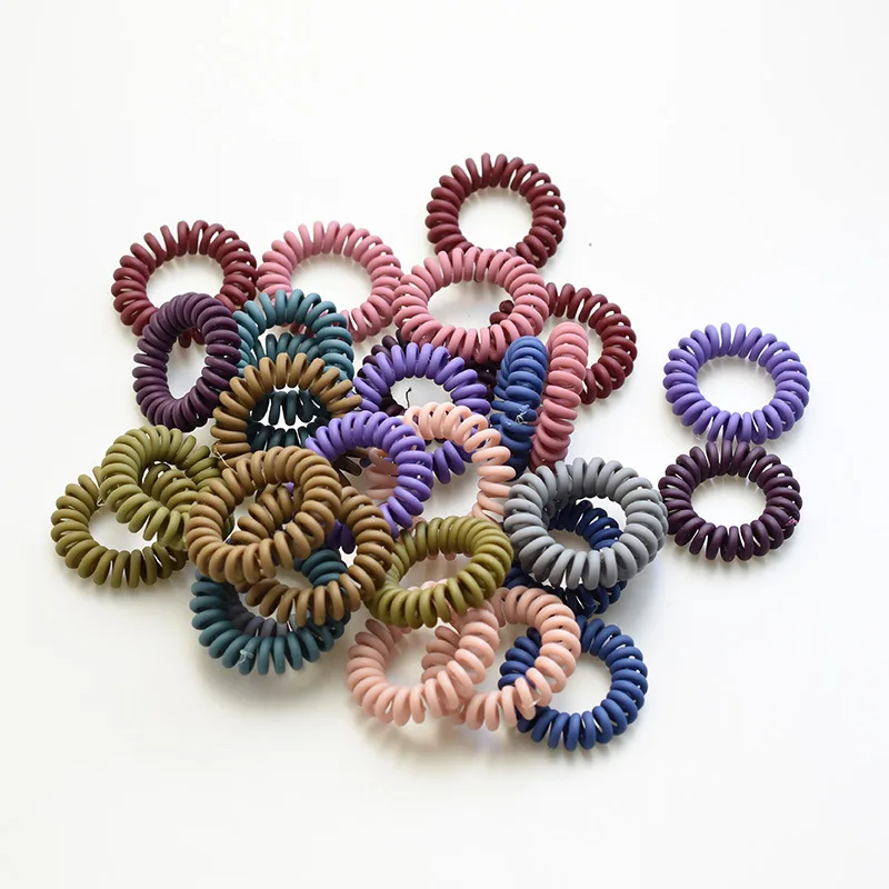 

Pack 5pcs Random Color Children's Frosted Matte Telephone Line Hairring Dark Series Plastic Women's Hair Rope Headdress H038