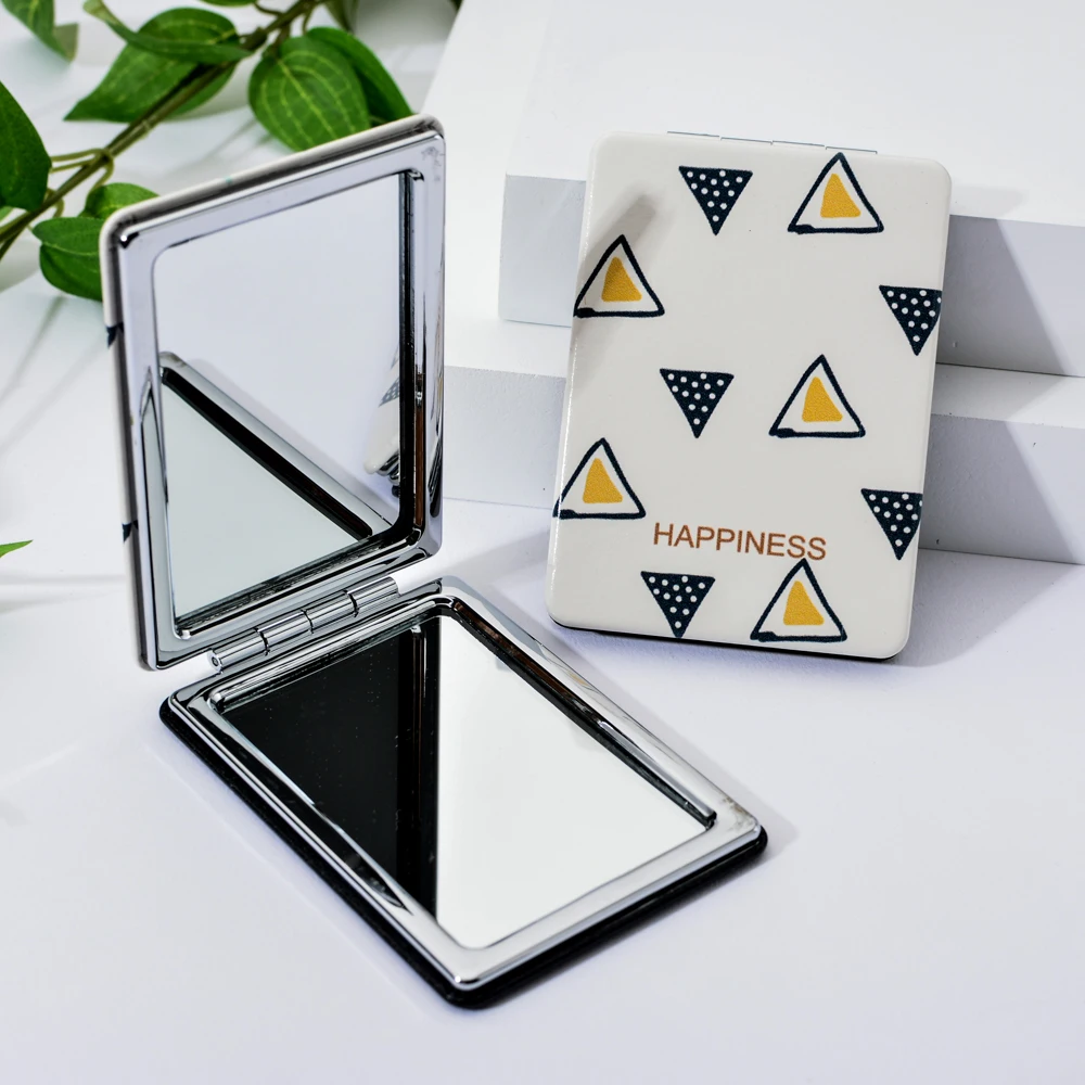 Vicney, простое новое мини карманное косметическое зеркало, модные треугольные зеркала для макияжа, компактное, красивое, двухстороннее зеркало, увеличительное зеркало