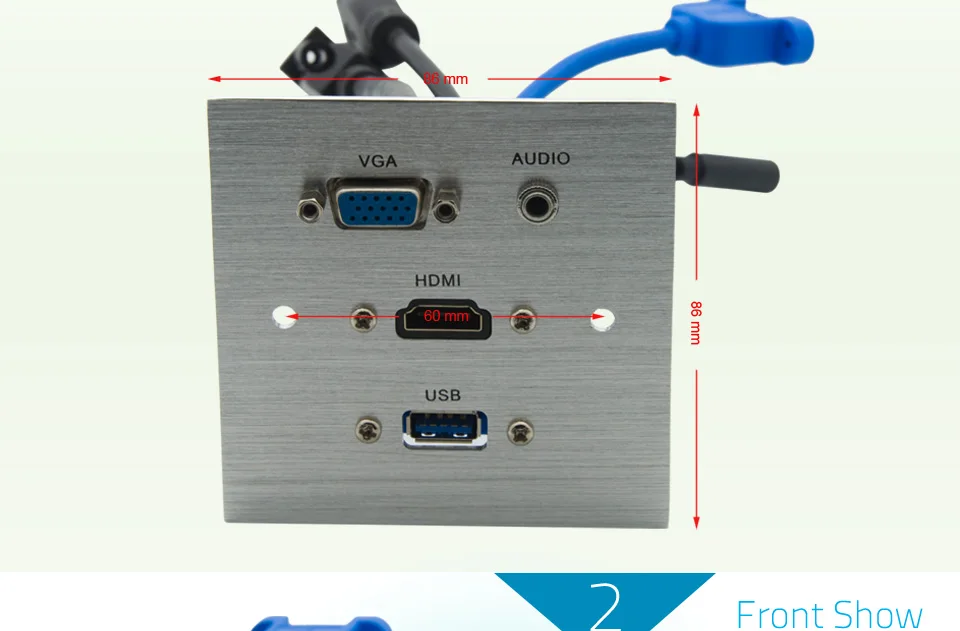 1 банда алюминий 86 стиль VGA 3,5 мм стерео аудио HDMI USB 3,0 Женский к женской стеновой пластине с задней стороны 20 см длина короткий кабель