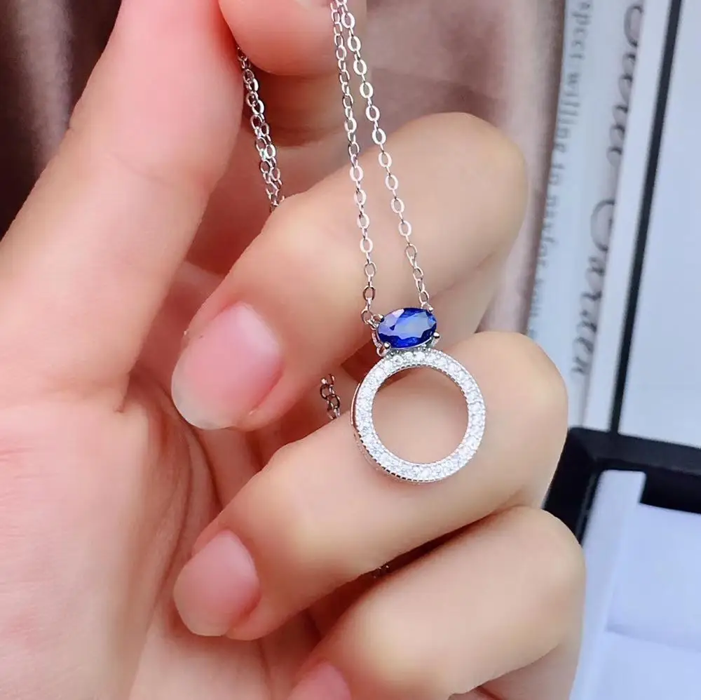 Комплект из кольца и серёг серебра 925 пробы с натуральным голубым сапфиром |